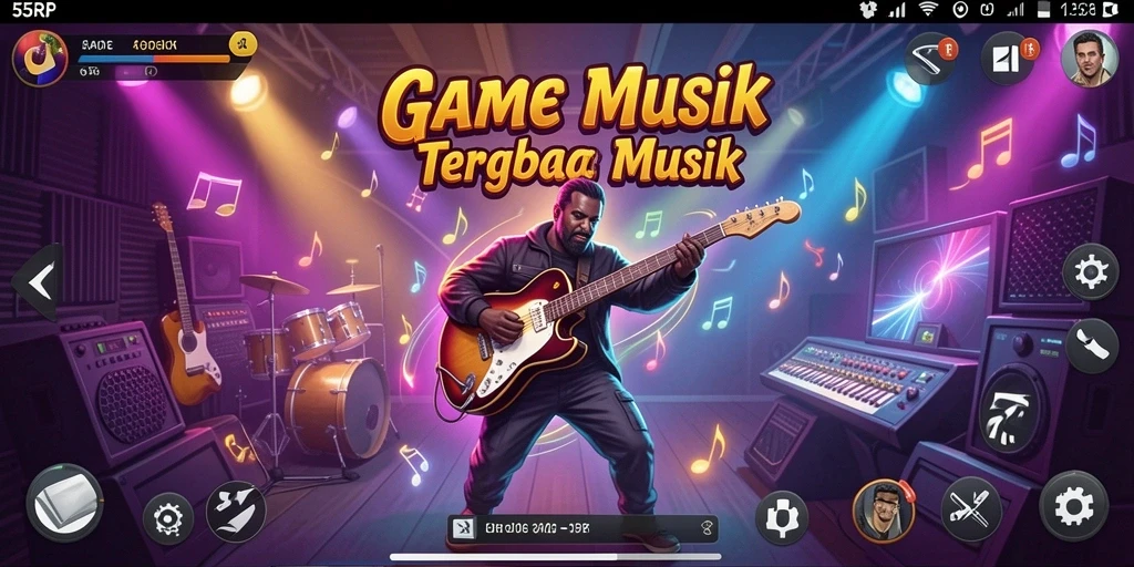 Screenshot gameplay menampilkan serunya bermain musik di 55RP.