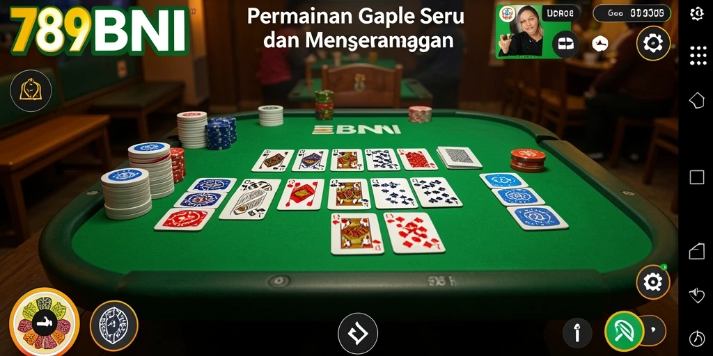 Screenshot gameplay dari 789BNI yang menunjukkan suasana seru bermain Gaple.