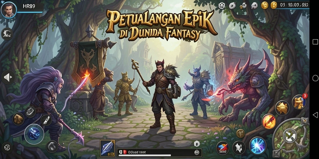 Tampilan gameplay HR89 menampilkan aksi dinamis dalam pertempuran RPG.
