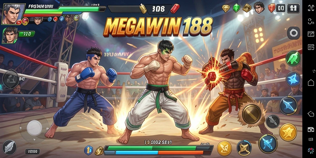 Tampilan gameplay <strong>MEGAWIN188</strong> menunjukkan pertarungan yang intens dan mendebarkan.