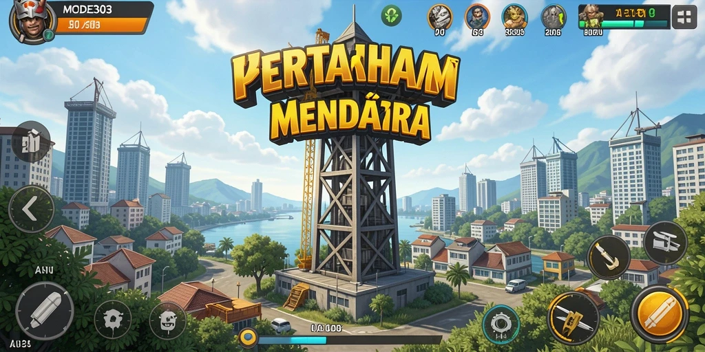 Tampilan menarik dari gameplay Tower Defense di MODE303.
