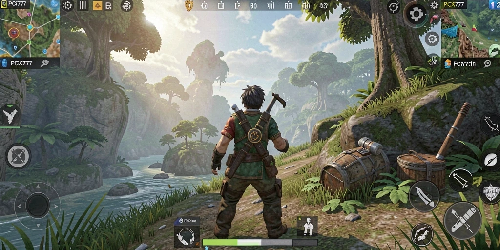 Screenshot gameplay PCX777 menampilkan keindahan dunia terbuka.