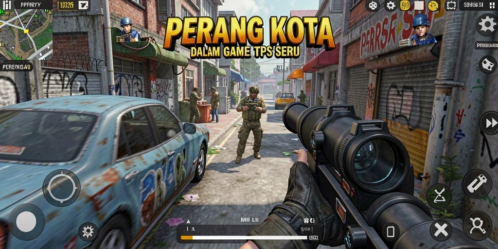 Screenshot utama PPRRYY menampilkan aksi tembak-menembak yang mendebarkan.