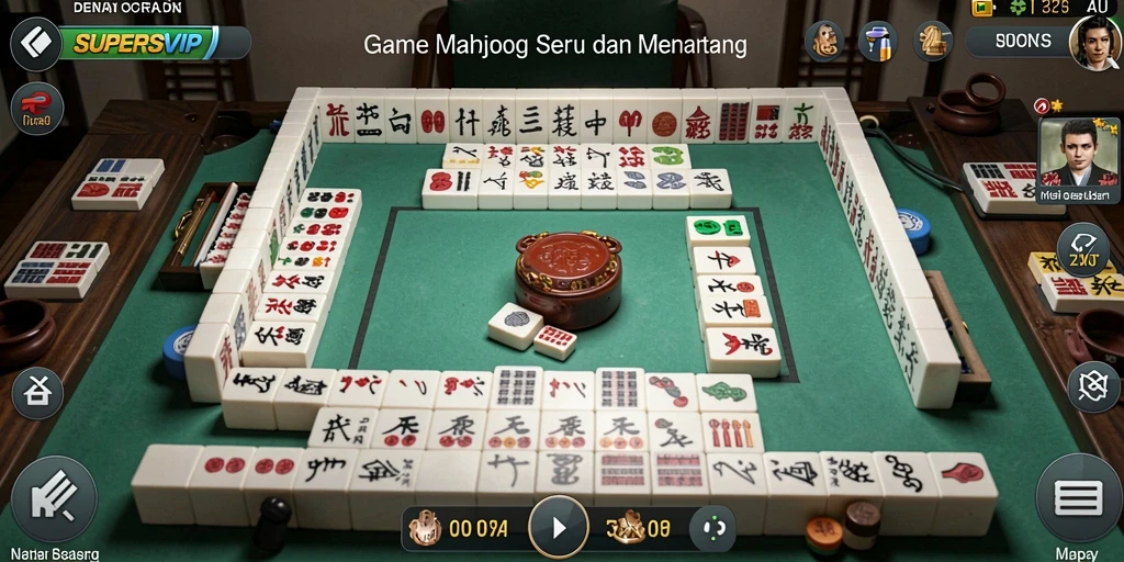 Screenshot gameplay SUPERSVIP menampilkan ubin Mahjong yang menantang.