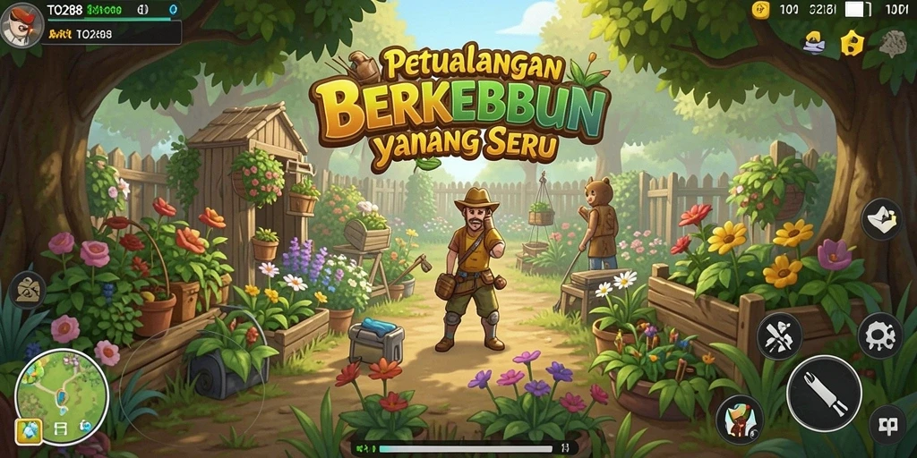 Screenshot TO288 menampilkan gameplay seru bertani dan berkebun.
