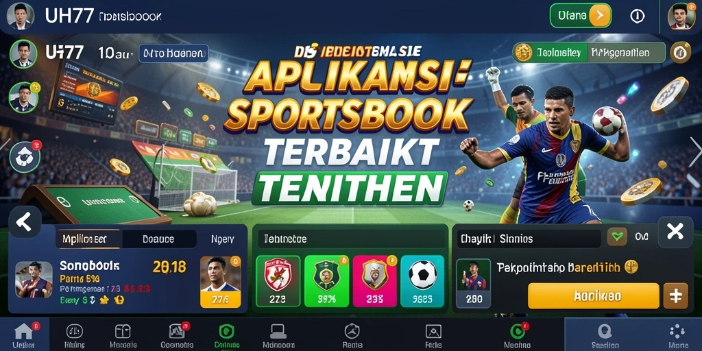 Tampilan antarmuka aplikasi UH77 saat melakukan taruhan olahraga.
