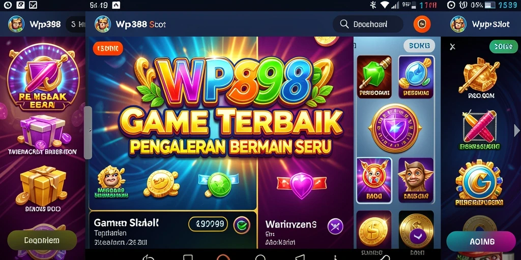 Tampilan gameplay WP888 dengan mesin Slot penuh warna dan mengasyikkan.